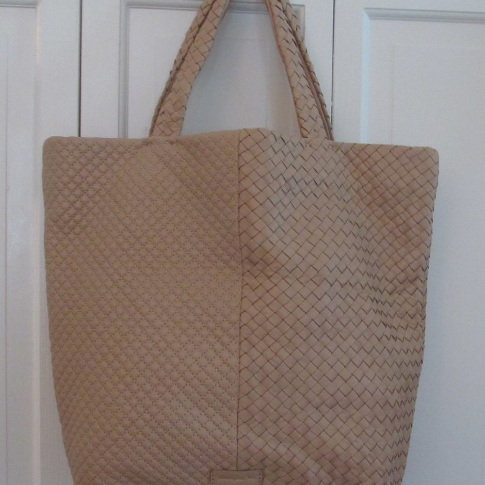 Christopher Kon Elena Large Leather Purse/Tote - Beige - NWT
